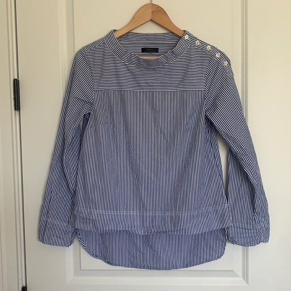 J. Crew Women’s Striped Blouse Blue/White S - Picture 1 of 7
